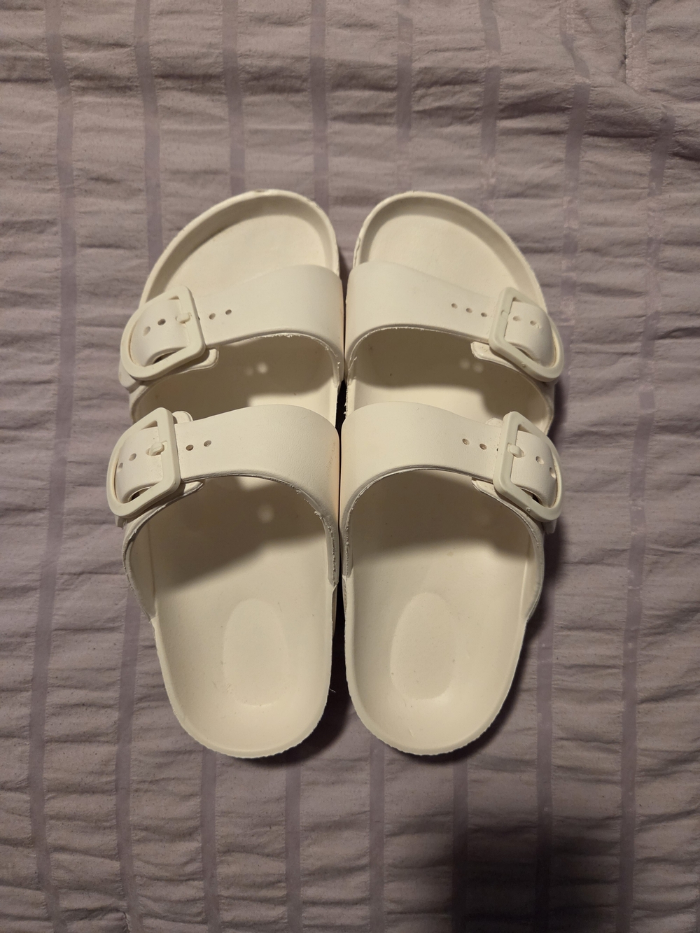 Oka-B White Two-Strap Slide Sandals Size 8